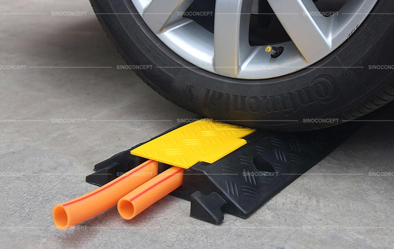 View of base details for 750mm reflective safety cone made of orange PVC as a temporary traffic management equipment