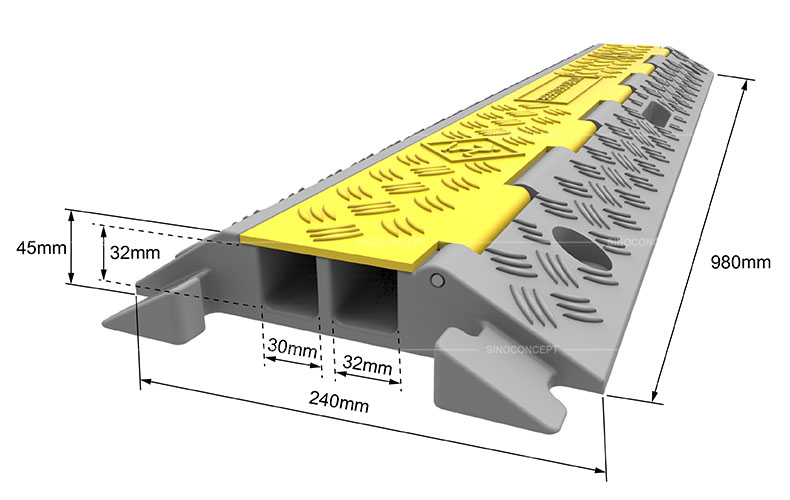 View of base details for 750mm reflective safety cone made of orange PVC as a temporary traffic management equipment