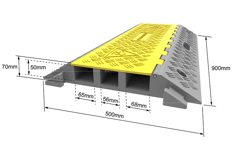 View of base details for 750mm reflective safety cone made of orange PVC as a temporary traffic management equipment