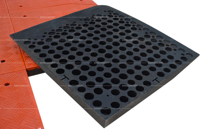 View of base details for 750mm reflective safety cone made of orange PVC as a temporary traffic management equipment