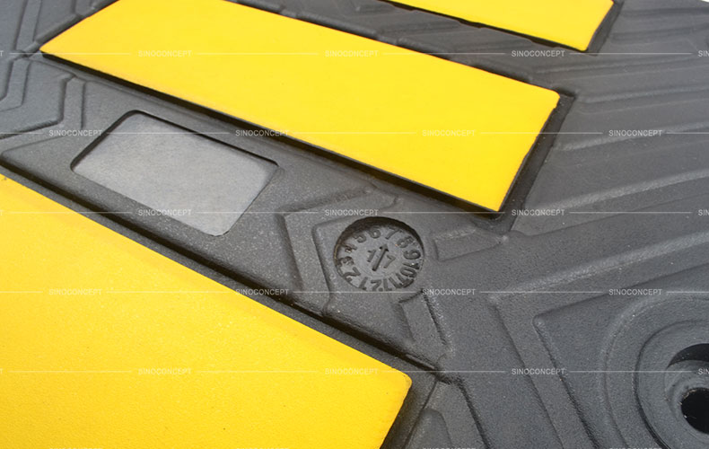 View of base details for 750mm reflective safety cone made of orange PVC as a temporary traffic management equipment
