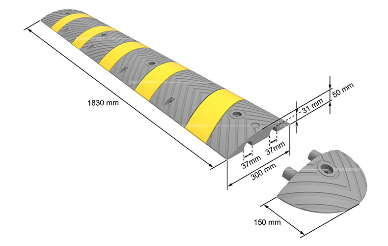 View of base details for 750mm reflective safety cone made of orange PVC as a temporary traffic management equipment