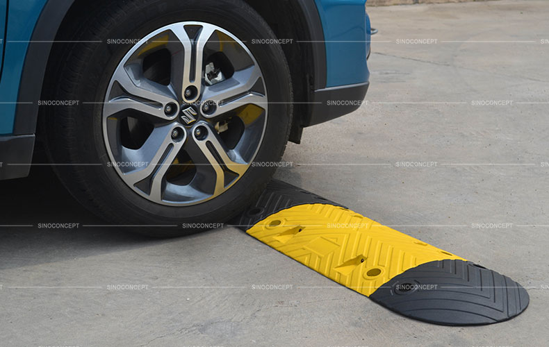 View of base details for 750mm reflective safety cone made of orange PVC as a temporary traffic management equipment