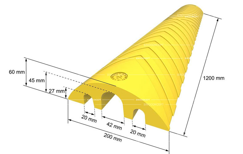 View of base details for 750mm reflective safety cone made of orange PVC as a temporary traffic management equipment